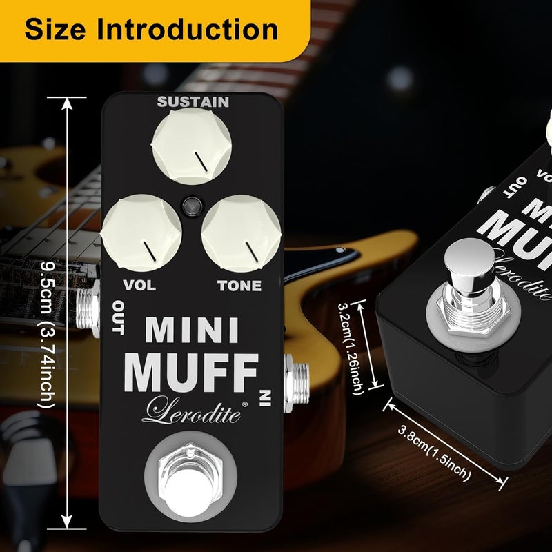 Lerodite Fuzz Mini Muff Guitar Effect Pedal Electric Guitar Distortion True Bypass Full Metal Shell - Image 2
